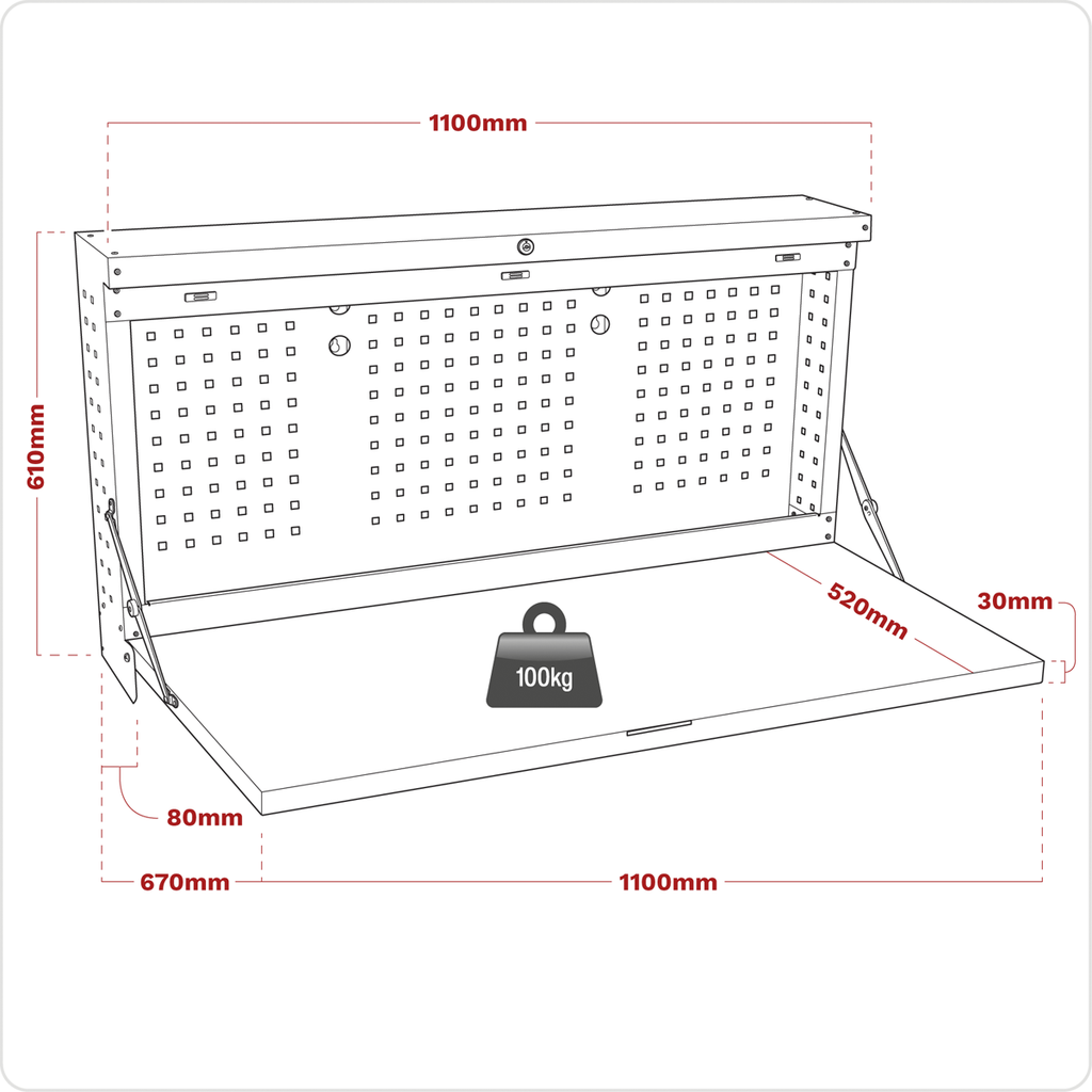 Wall Mounting Foldable Workbench 1100mm APWMW02