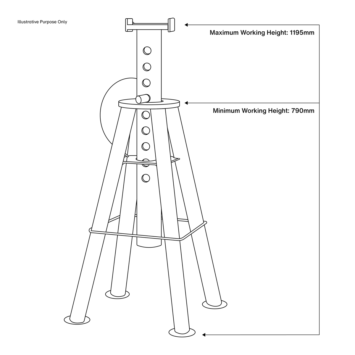 High Level Axle Stands (Pair) 10 Tonne Capacity per Stand AS10H