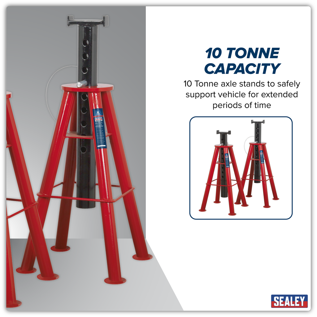 High Level Axle Stands (Pair) 10 Tonne Capacity per Stand AS10H
