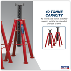 High Level Axle Stands (Pair) 10 Tonne Capacity per Stand AS10H