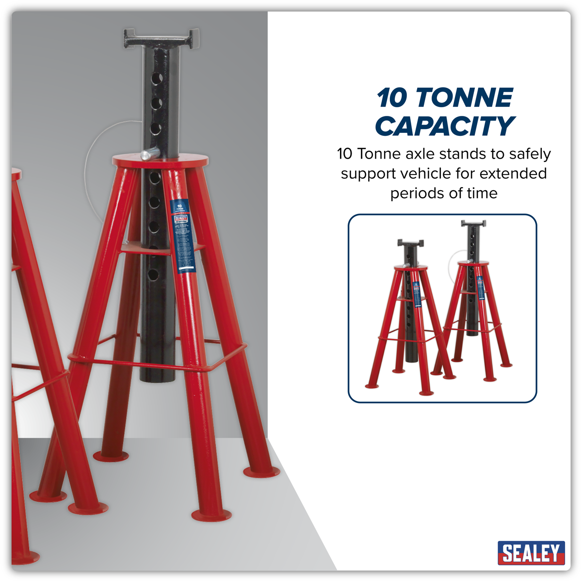 High Level Axle Stands (Pair) 10 Tonne Capacity per Stand AS10H