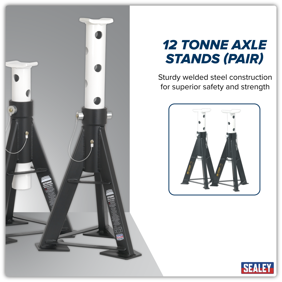 Axle Stands (Pair) 12 Tonne Capacity per Stand High Level AS12