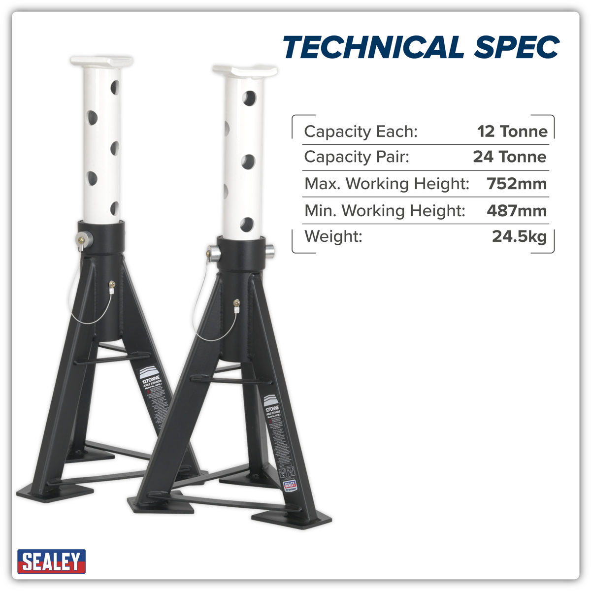 Axle Stands (Pair) 12 Tonne Capacity per Stand High Level AS12