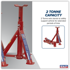 Folding Type Axle Stands (Pair) 2 Tonne Capacity per Stand AS2000F