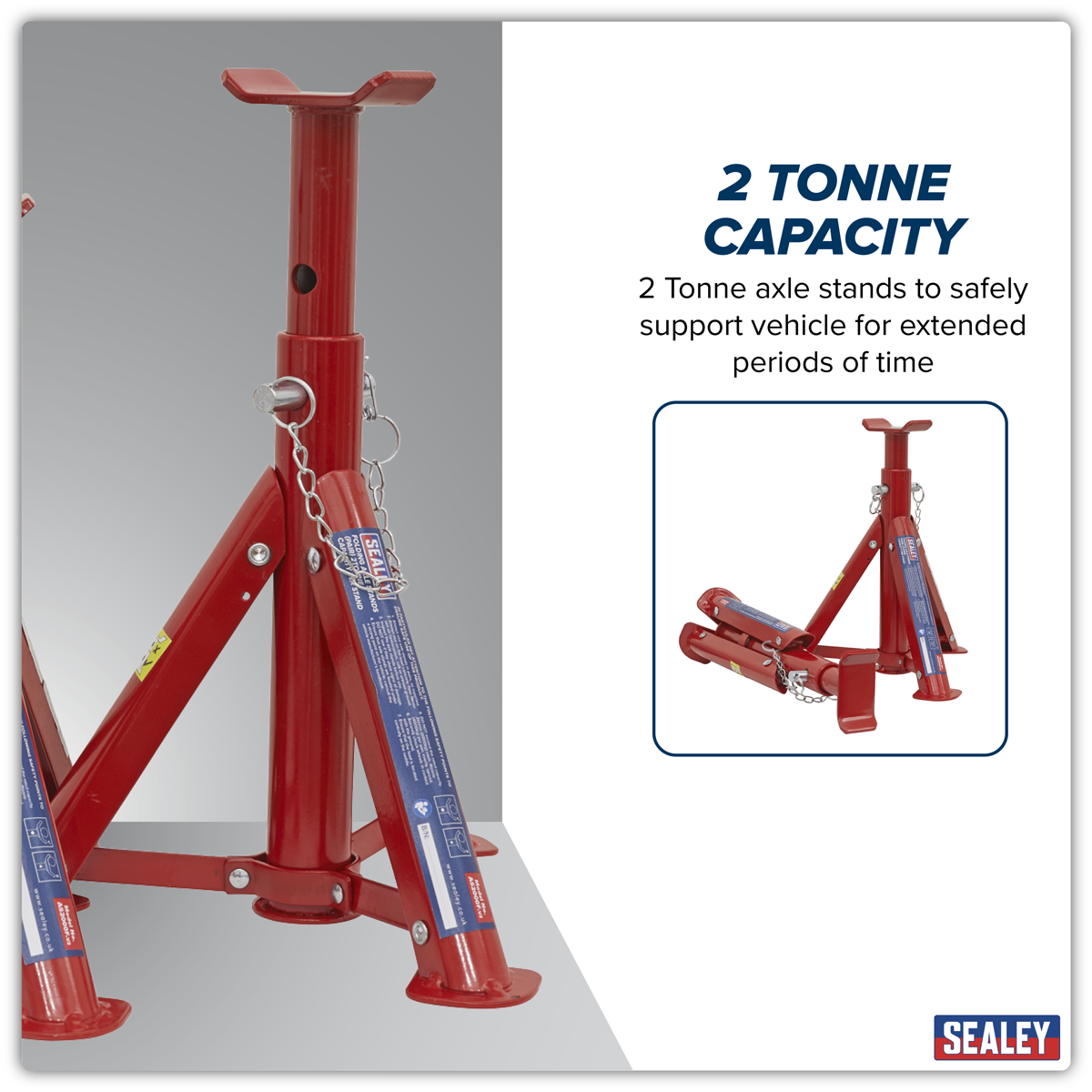 Folding Type Axle Stands (Pair) 2 Tonne Capacity per Stand AS2000F