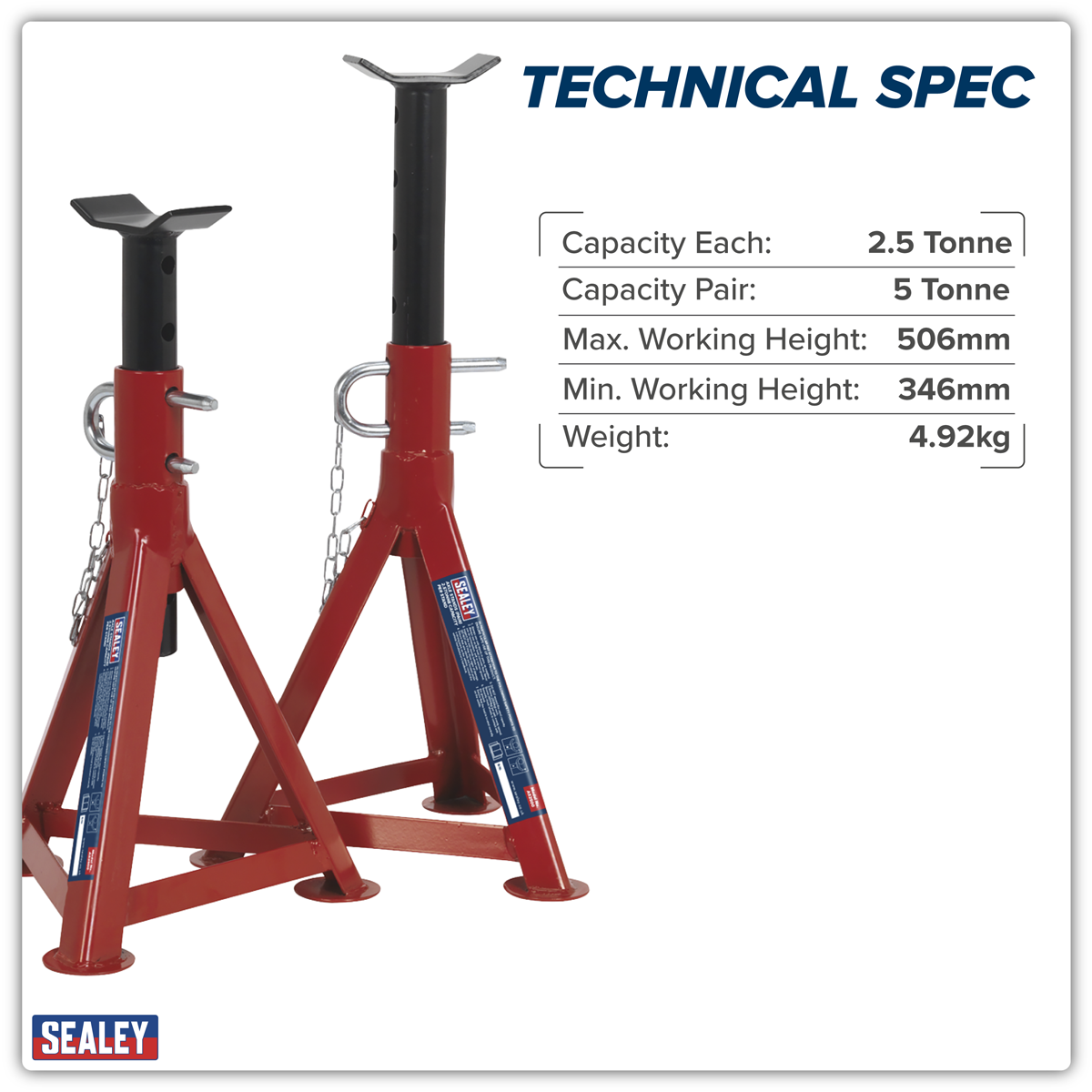 Axle Stands (Pair) 2.5 Tonne Capacity per Stand AS2500