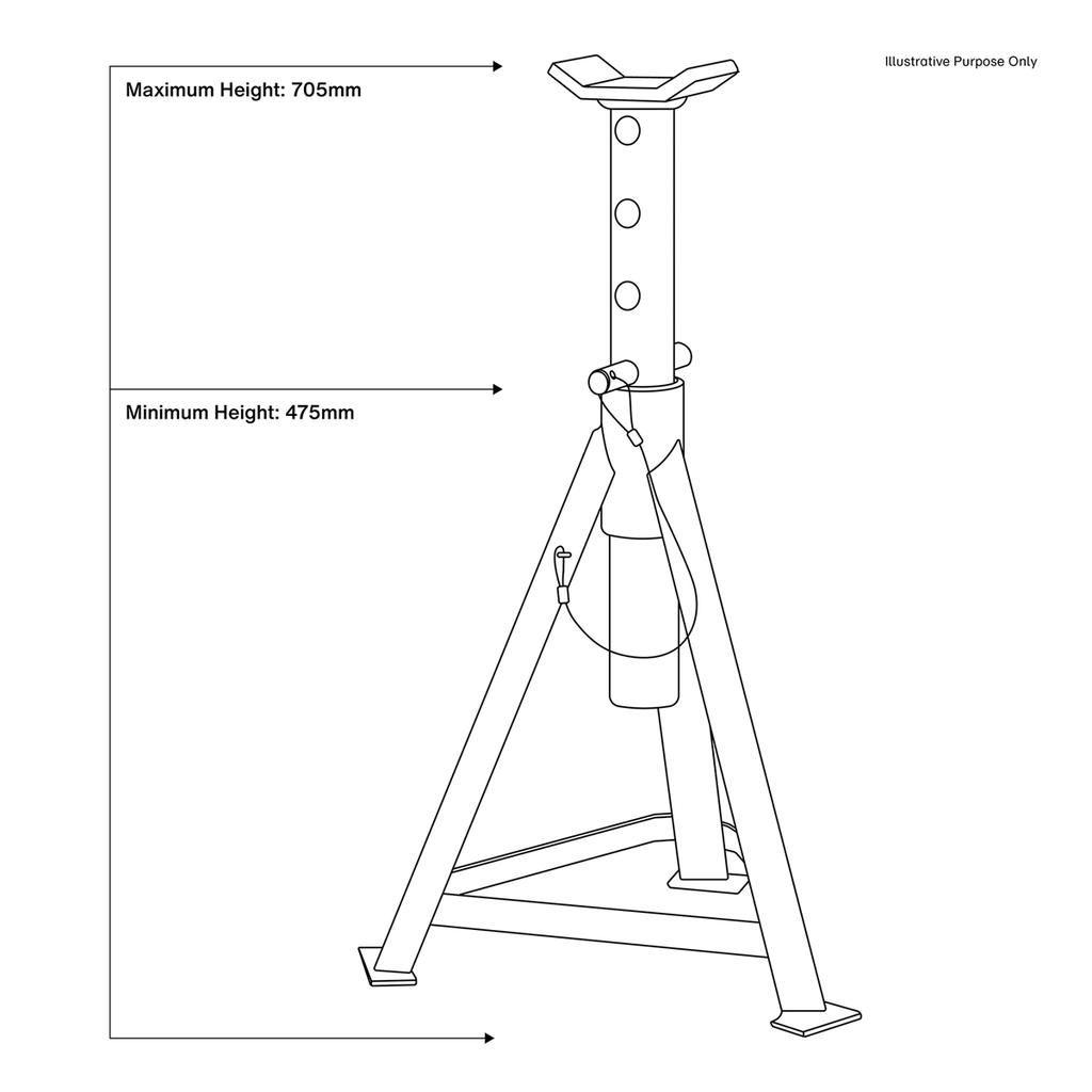 Axle Stands (Pair) 2.5 Tonne Capacity per Stand Medium Height AS3000