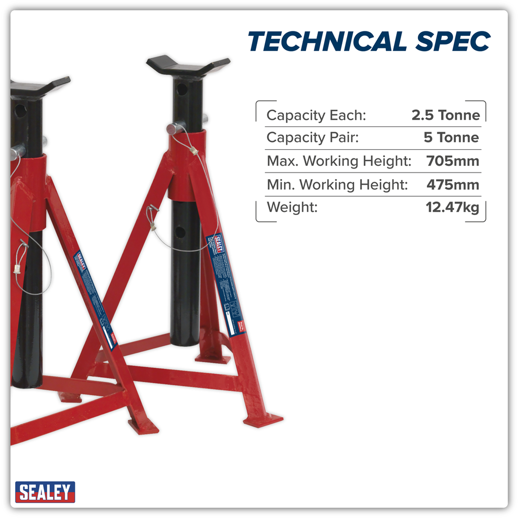 Axle Stands (Pair) 2.5 Tonne Capacity per Stand Medium Height AS3000
