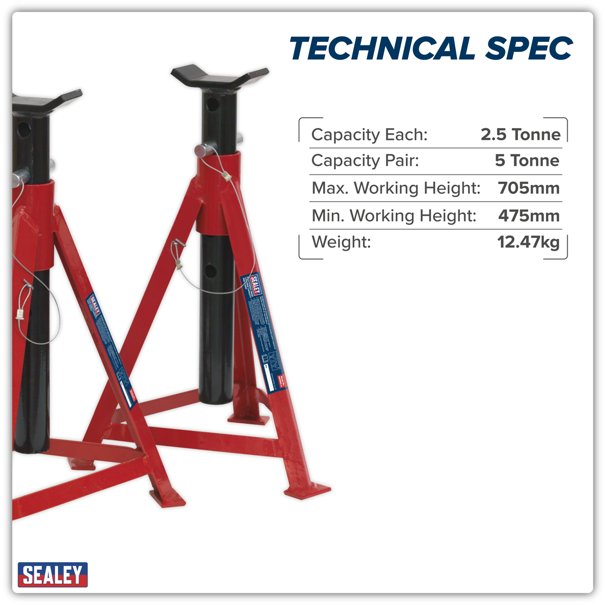 Axle Stands (Pair) 2.5 Tonne Capacity per Stand Medium Height AS3000