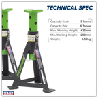 Axle Stands (Pair) 3 Tonne Capacity per Stand - Green AS3G