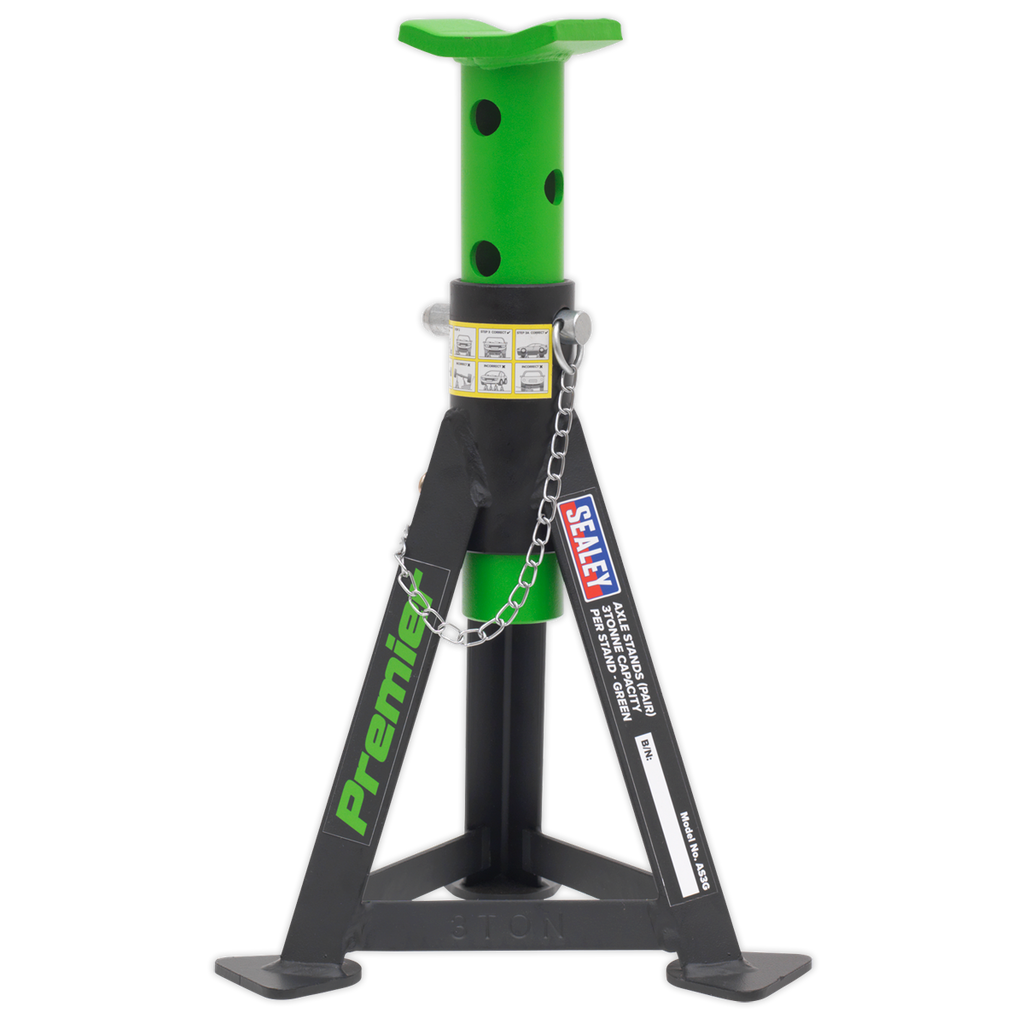 Axle Stands (Pair) 3 Tonne Capacity per Stand - Green AS3G