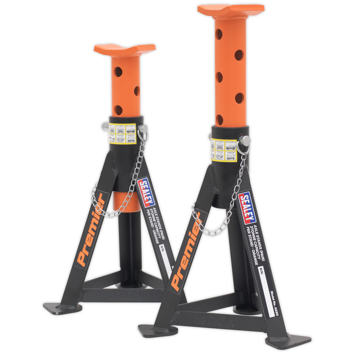 Axle Stands (Pair) 3 Tonne Capacity per Stand - Orange AS3O