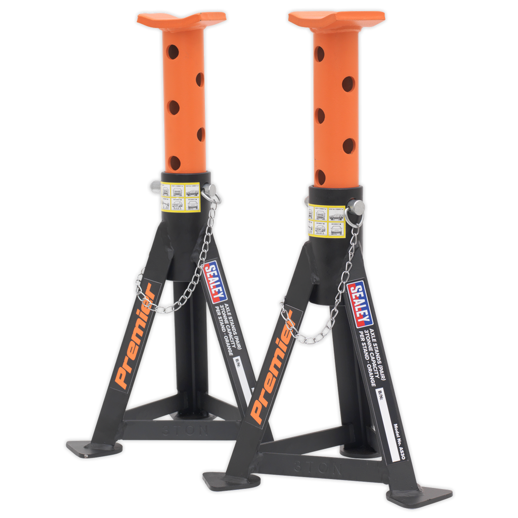 Axle Stands (Pair) 3 Tonne Capacity per Stand - Orange AS3O