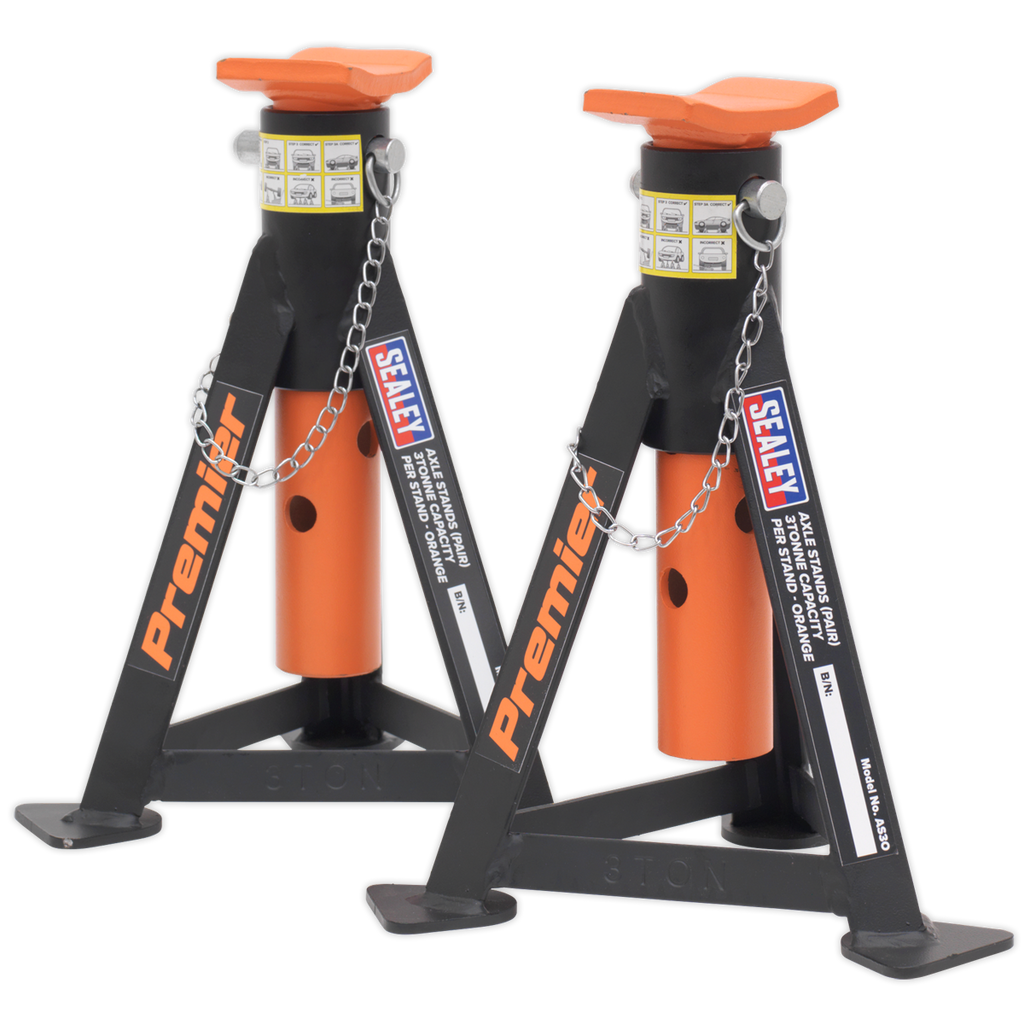 Axle Stands (Pair) 3 Tonne Capacity per Stand - Orange AS3O