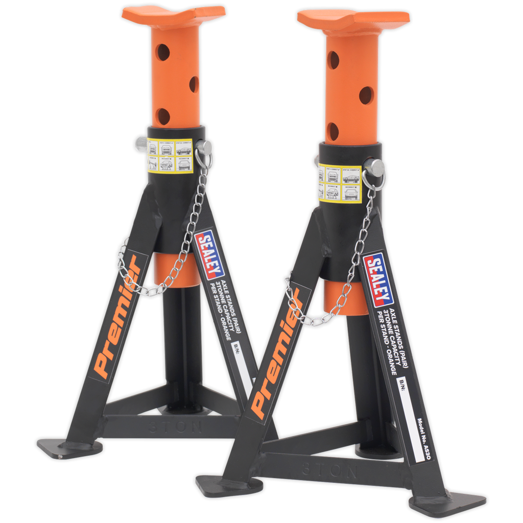 Axle Stands (Pair) 3 Tonne Capacity per Stand - Orange AS3O