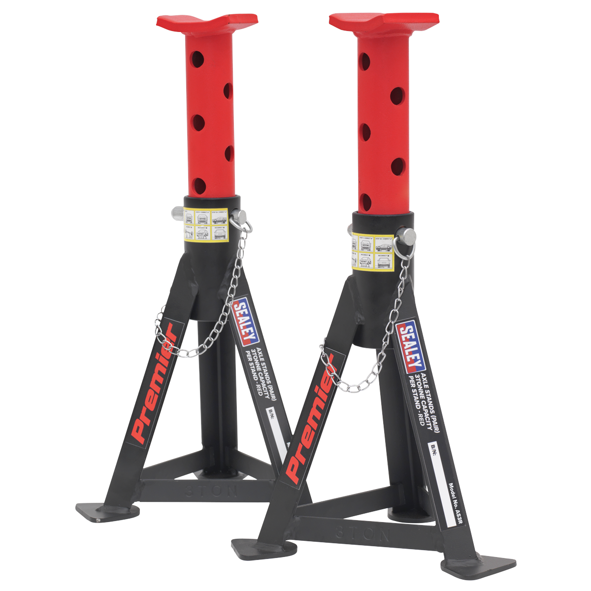 Axle Stands (Pair) 3 Tonne Capacity per Stand - Red AS3R