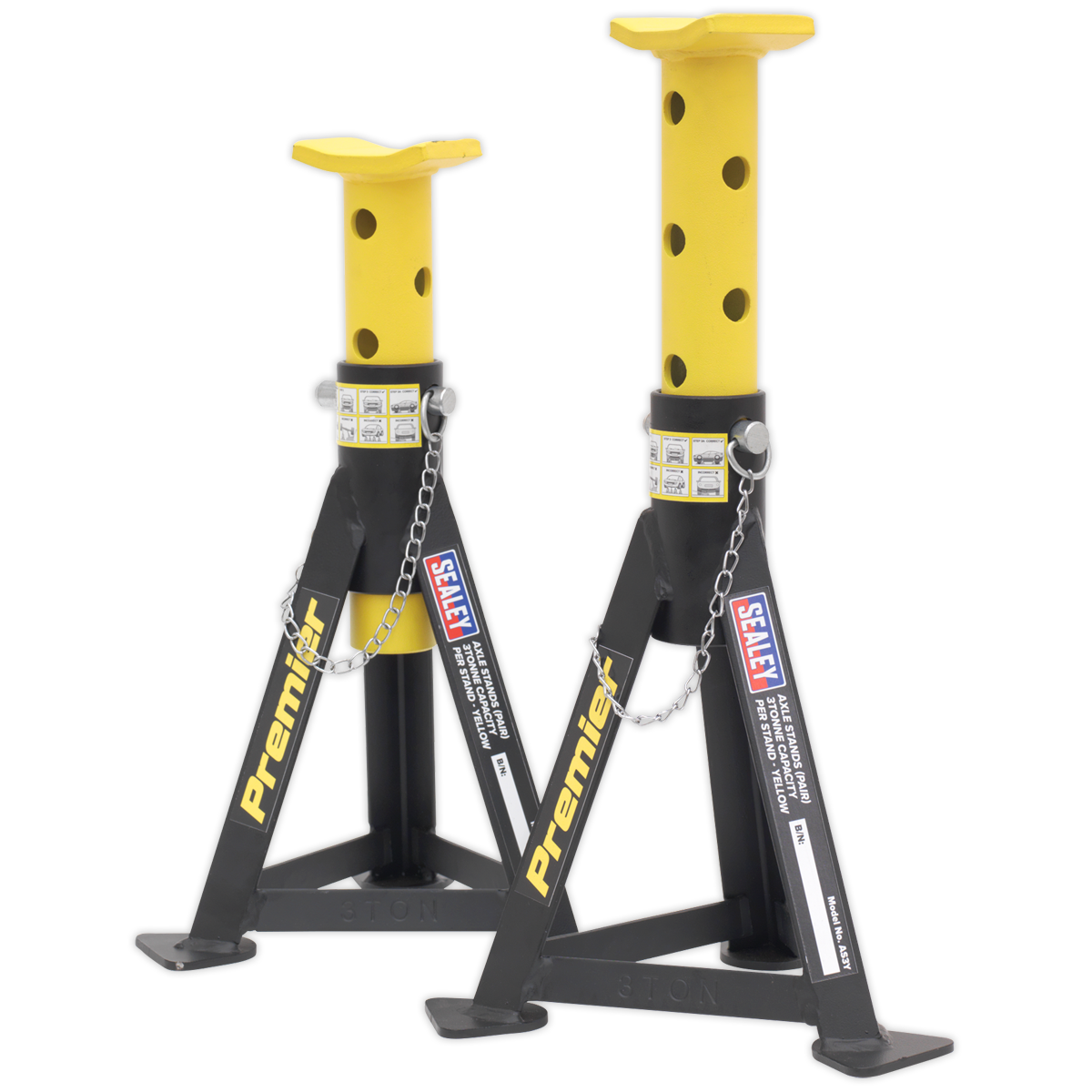Axle Stands (Pair) 3 Tonne Capacity per Stand - Yellow AS3Y