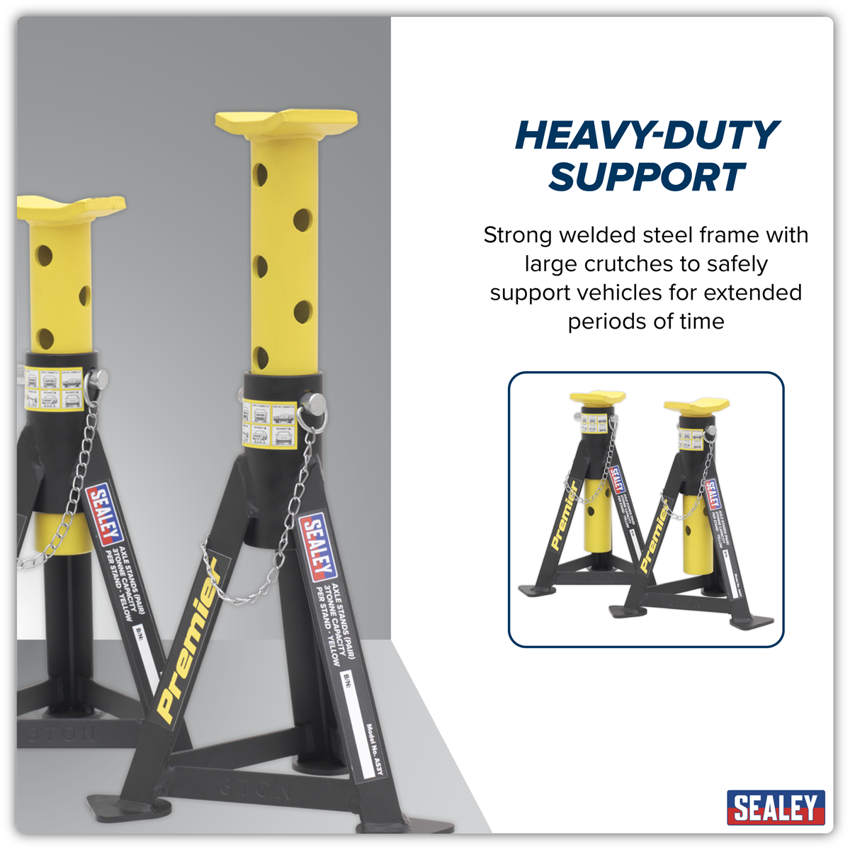 Axle Stands (Pair) 3 Tonne Capacity per Stand - Yellow AS3Y
