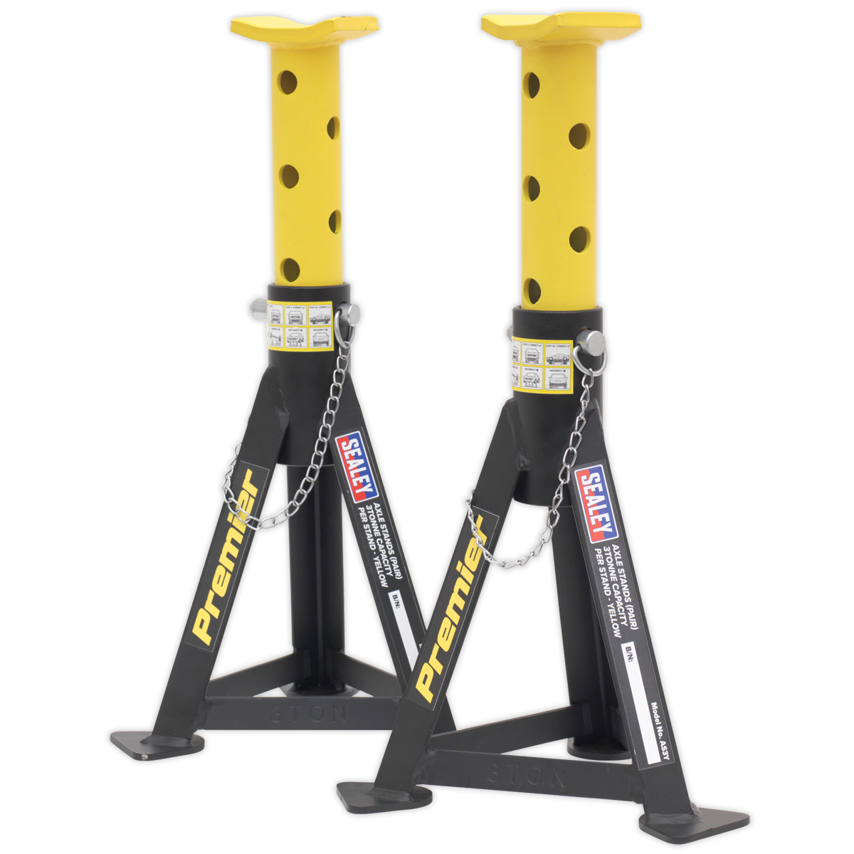 Axle Stands (Pair) 3 Tonne Capacity per Stand - Yellow AS3Y