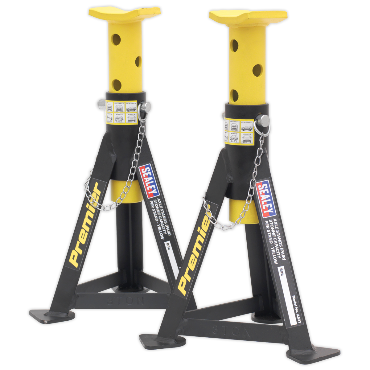 Axle Stands (Pair) 3 Tonne Capacity per Stand - Yellow AS3Y