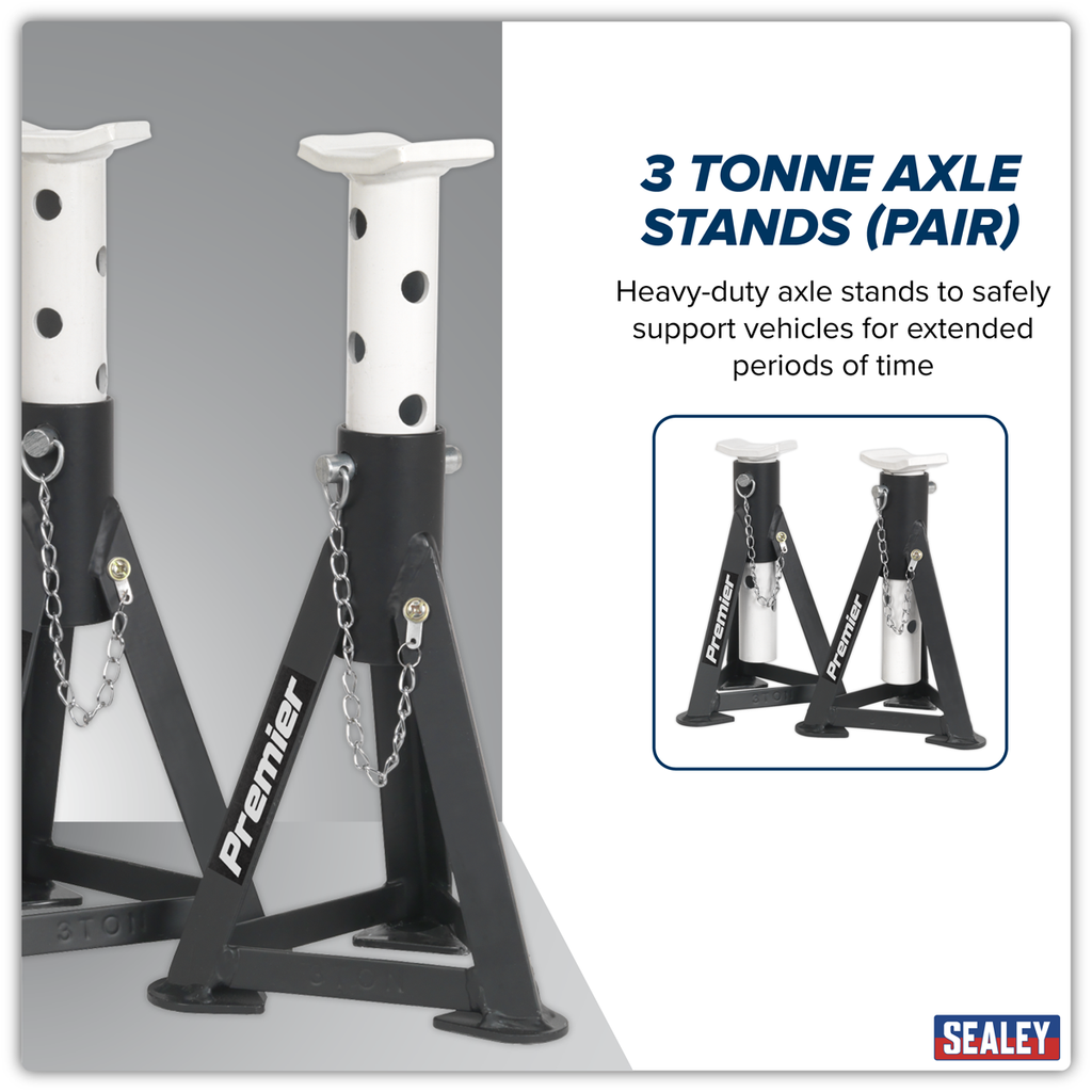 Axle Stands (Pair) 3 Tonne Capacity per Stand - White AS3