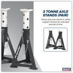 Axle Stands (Pair) 3 Tonne Capacity per Stand - White AS3