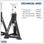 Axle Stands (Pair) 3 Tonne Capacity per Stand - White AS3