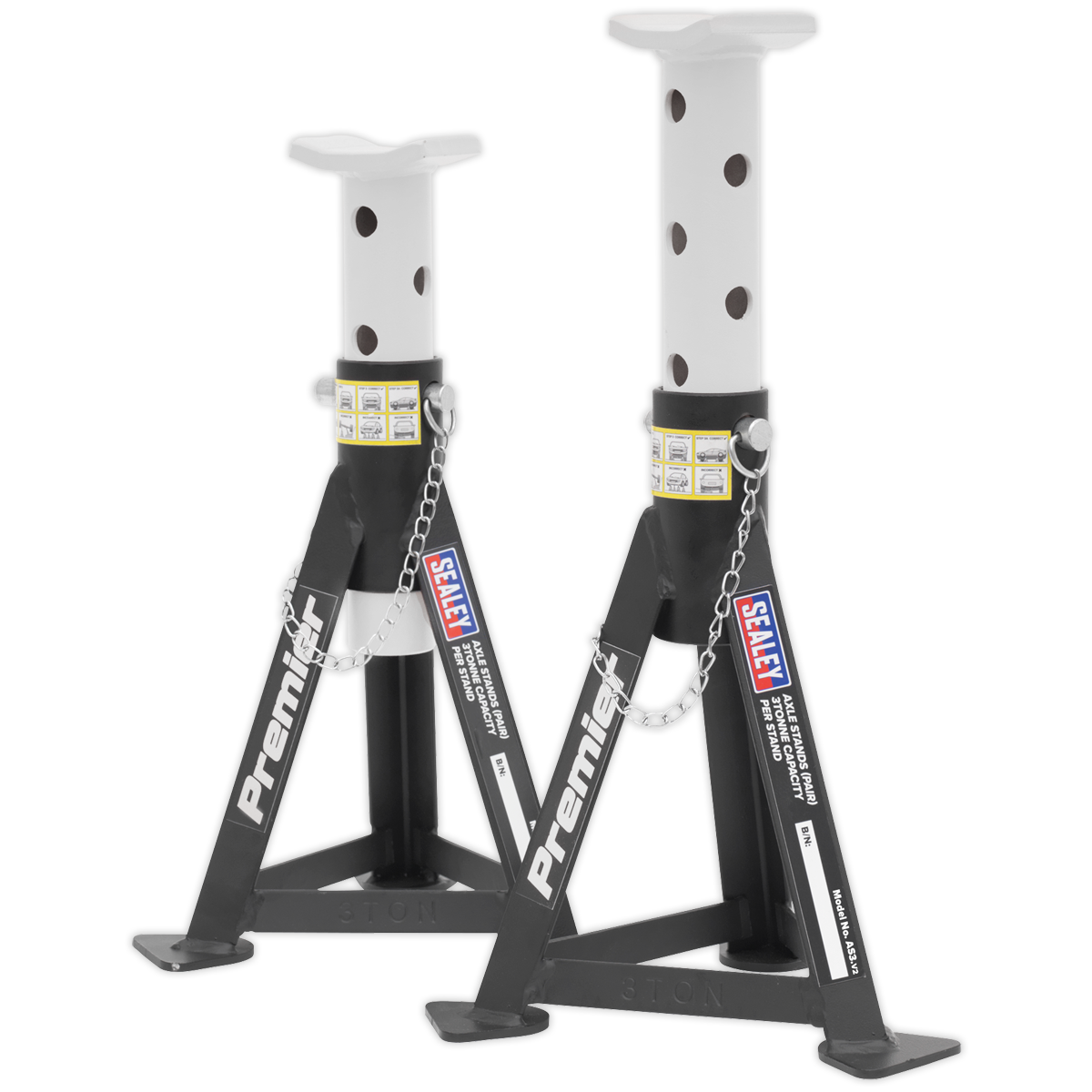 Axle Stands (Pair) 3 Tonne Capacity per Stand - White AS3