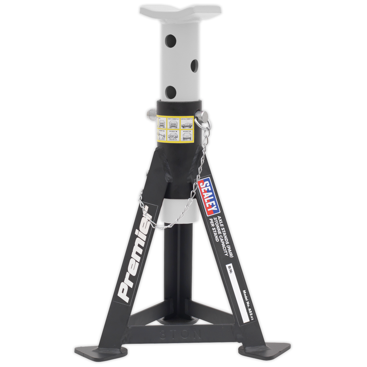 Axle Stands (Pair) 3 Tonne Capacity per Stand - White AS3