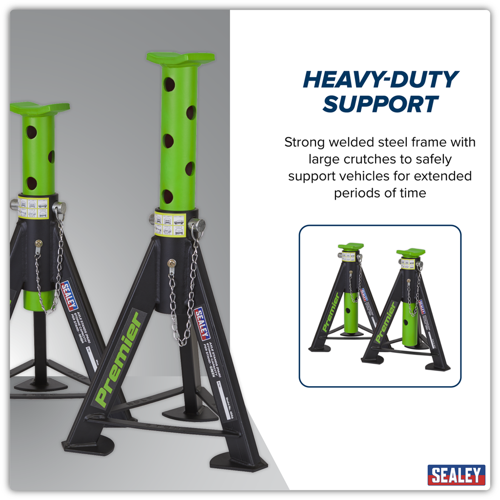 Axle Stands (Pair) 6 Tonne Capacity per Stand - Green AS6G