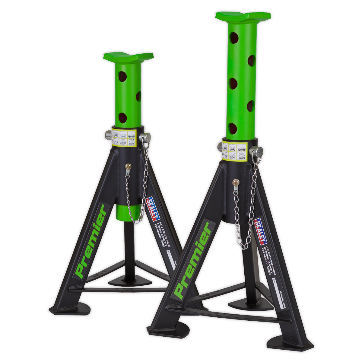 Axle Stands (Pair) 6 Tonne Capacity per Stand - Green AS6G