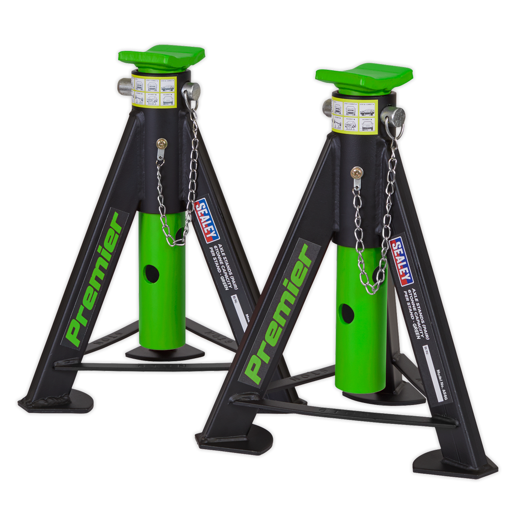 Axle Stands (Pair) 6 Tonne Capacity per Stand - Green AS6G