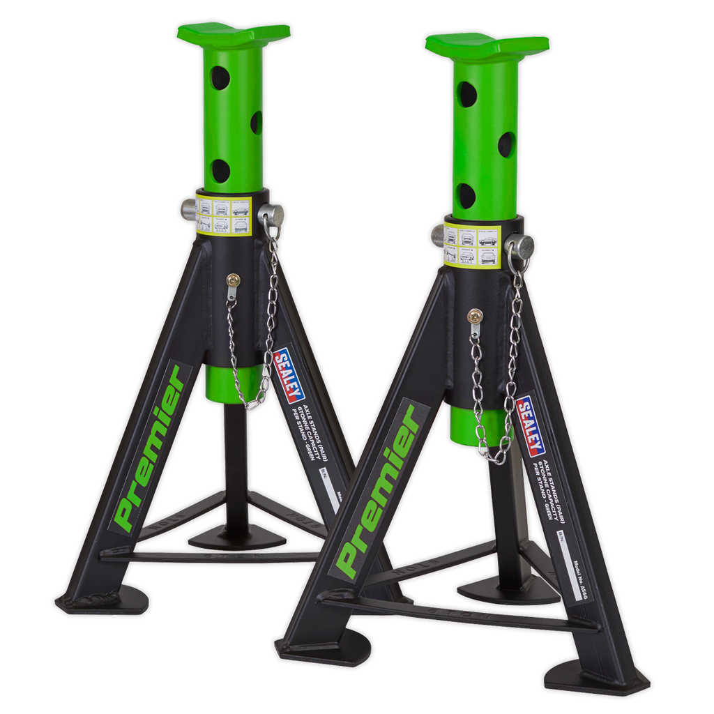 Axle Stands (Pair) 6 Tonne Capacity per Stand - Green AS6G