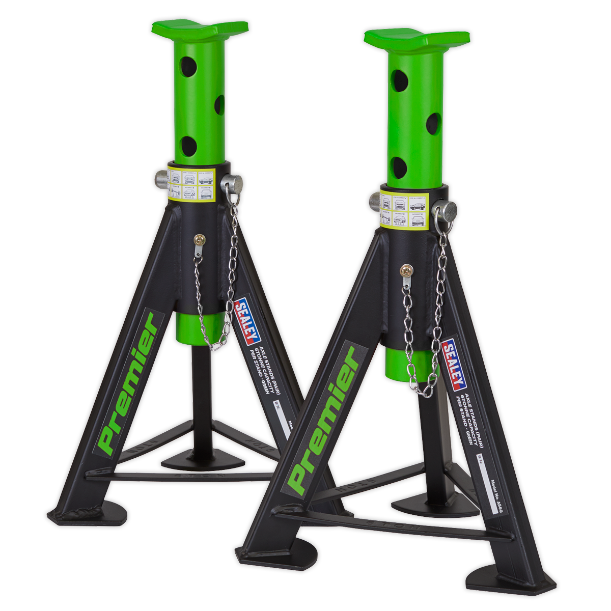 Axle Stands (Pair) 6 Tonne Capacity per Stand - Green AS6G