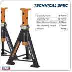 Axle Stands (Pair) 6 Tonne Capacity per Stand - Orange AS6O