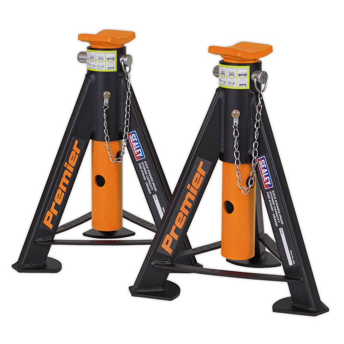 Axle Stands (Pair) 6 Tonne Capacity per Stand - Orange AS6O