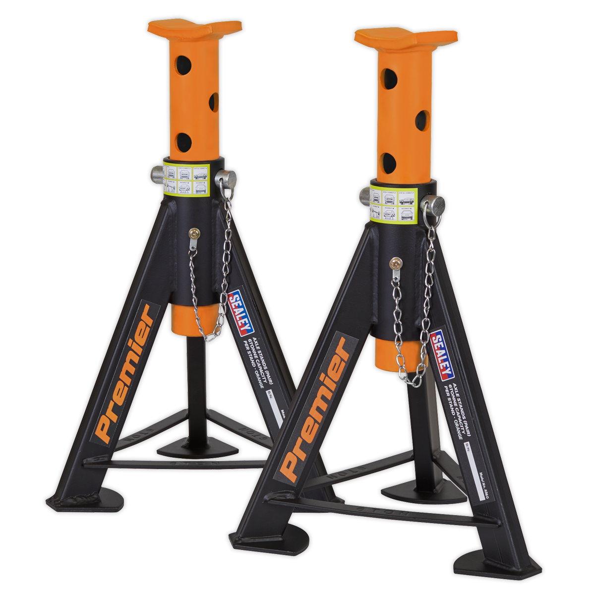Axle Stands (Pair) 6 Tonne Capacity per Stand - Orange AS6O