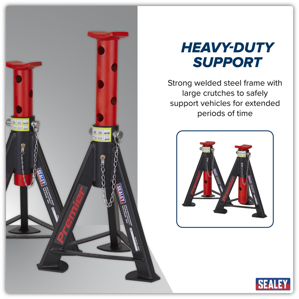 Axle Stands (Pair) 6 Tonne Capacity per Stand - Red AS6R