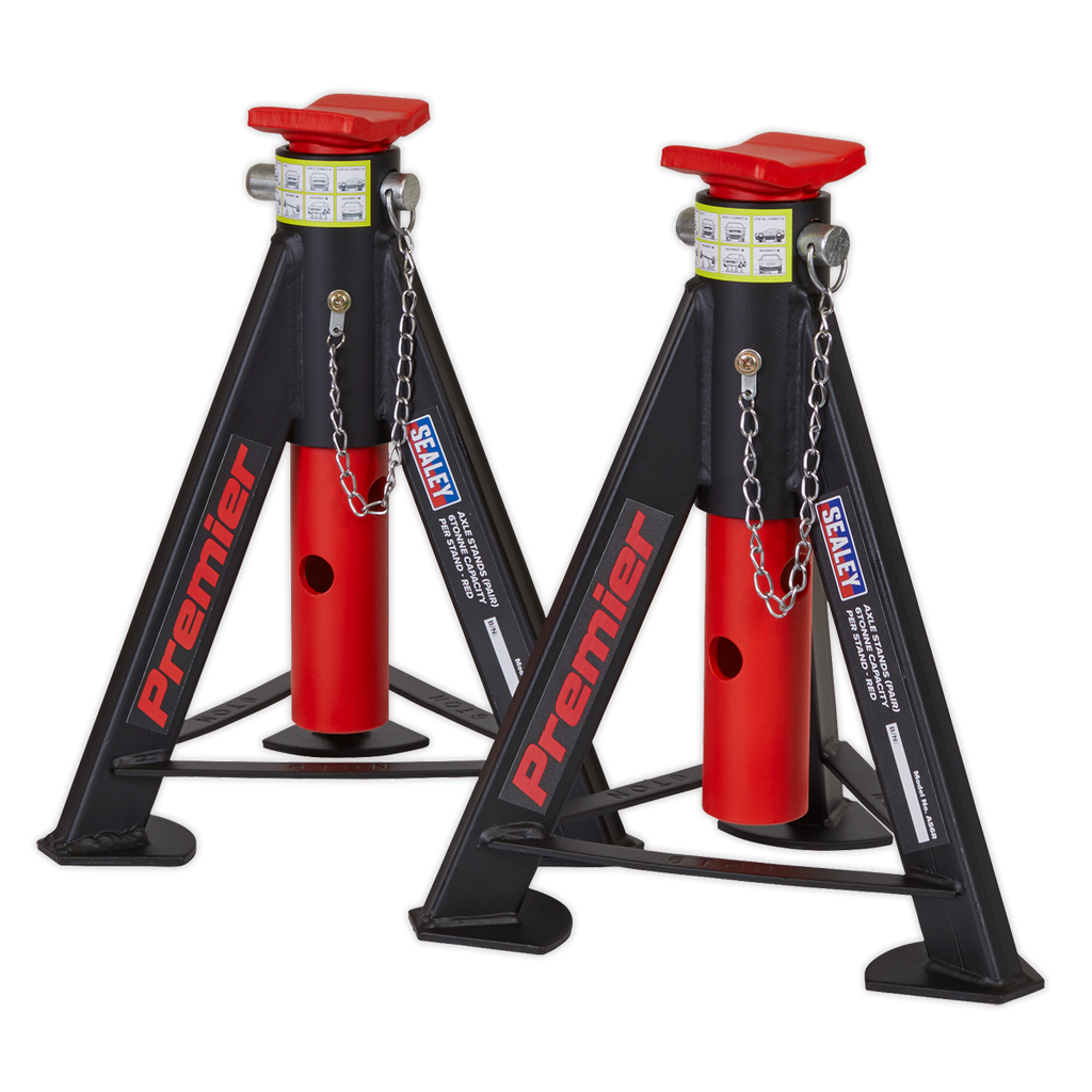 Axle Stands (Pair) 6 Tonne Capacity per Stand - Red AS6R