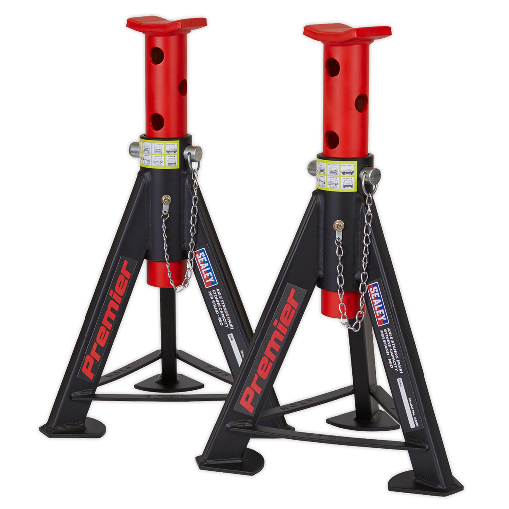 Axle Stands (Pair) 6 Tonne Capacity per Stand - Red AS6R