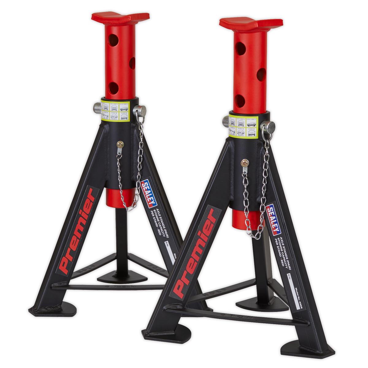 Axle Stands (Pair) 6 Tonne Capacity per Stand - Red AS6R