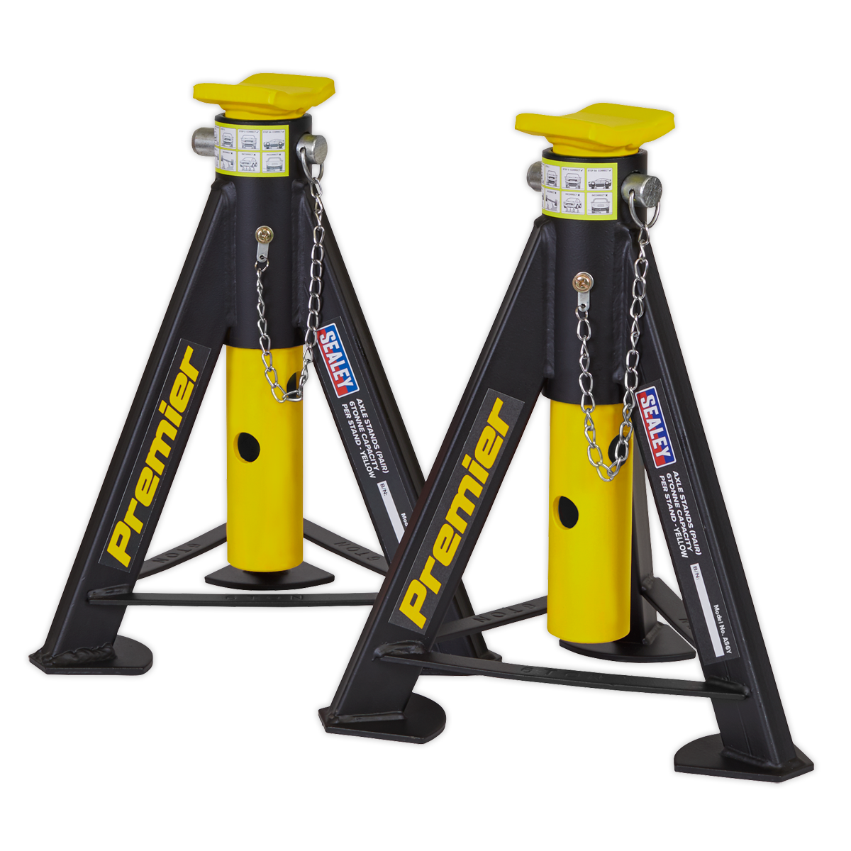 Axle Stands (Pair) 6 Tonne Capacity per Stand - Yellow AS6Y