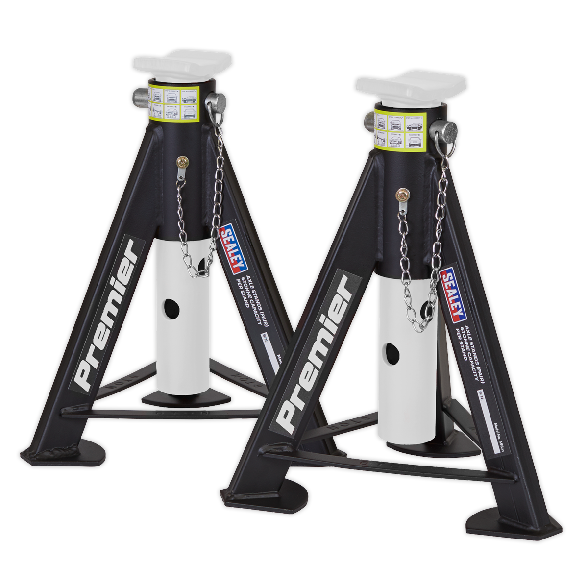 Axle Stands (Pair) 6 Tonne Capacity per Stand - White AS6