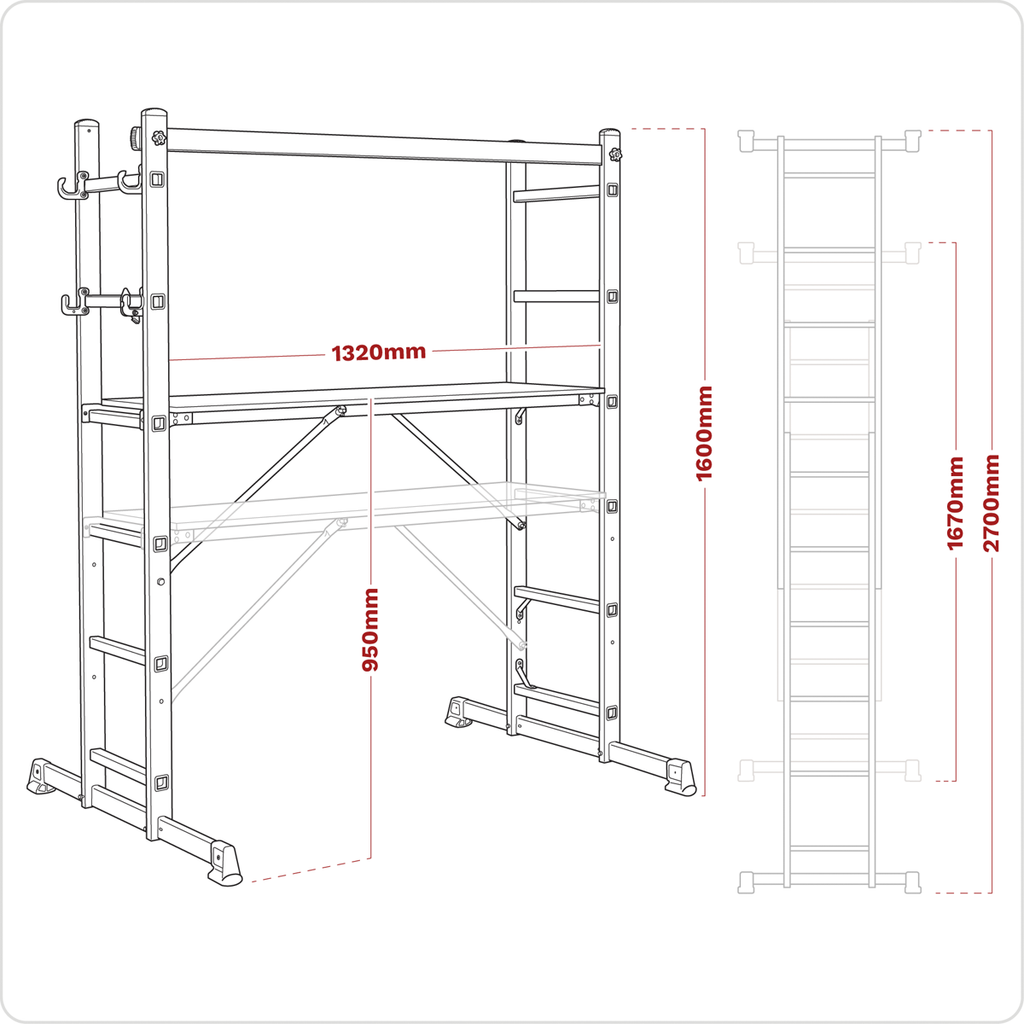 Aluminium 4-Way Scaffold Ladder - EN 131 ASCL2