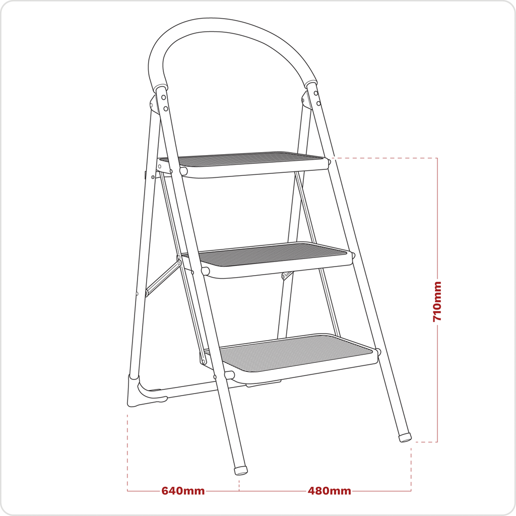 3-Tread Step Stool 150kg Capacity - EN 14183 ASL23