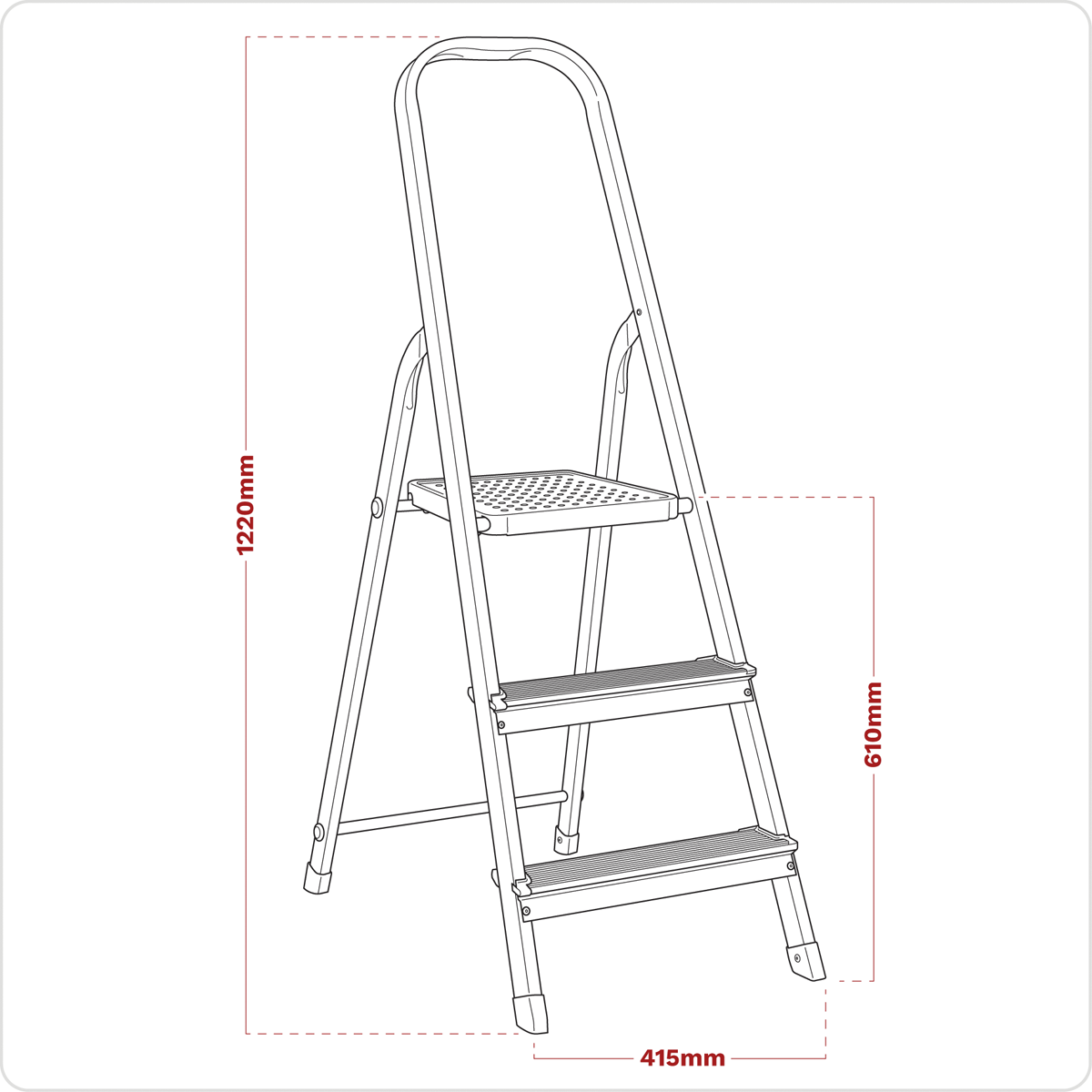 Aluminium Step Ladder 3-Tread - EN 131 ASL3S