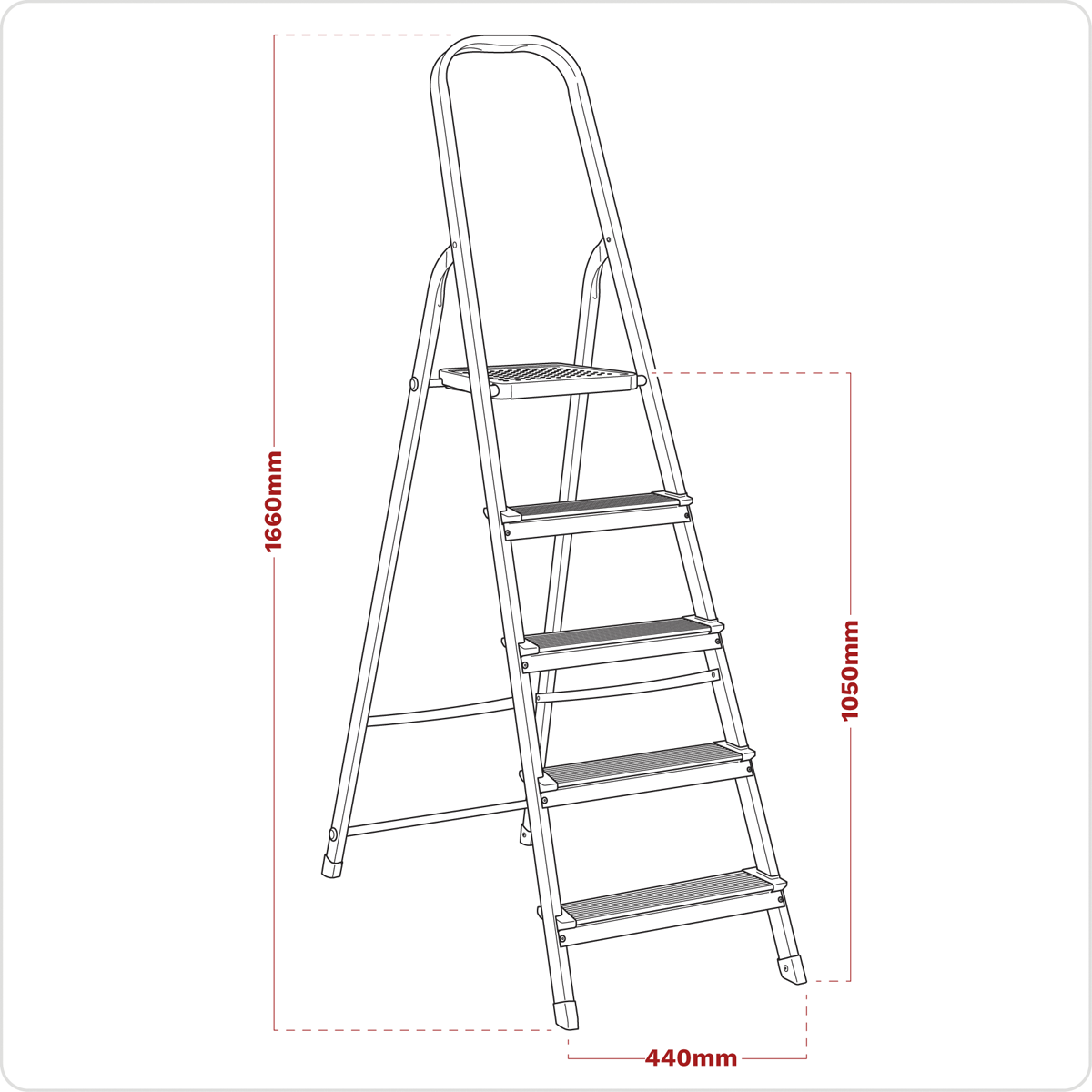 Aluminium Step Ladder 5-Tread - EN 131 ASL5