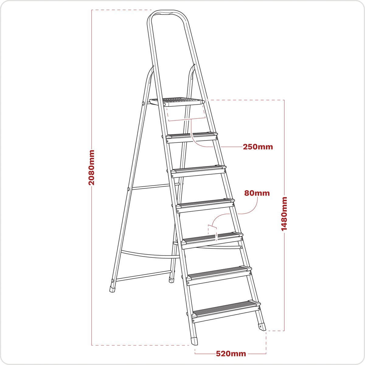 Aluminium Step Ladder 7-Tread - EN 131 ASL7