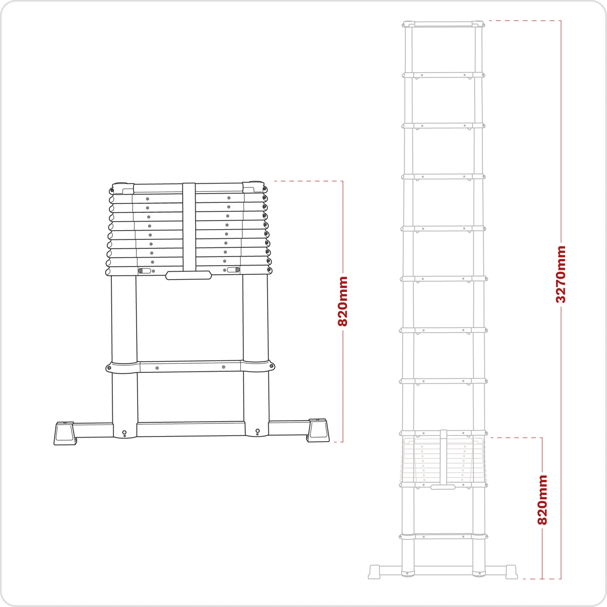 Aluminium Professional Telescopic Ladder 11-Tread - EN 131 ATL11