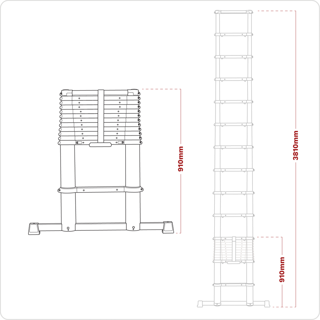 Aluminium Professional Telescopic Ladder 13-Tread - EN 131 ATL13